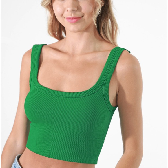 NIKIBIKI Jolly Green Cropped Chevron Tank - Picture 1 of 4